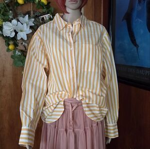 Striped Yellow and White Women's Top